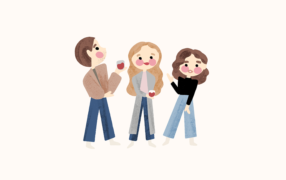 drawing of a family hanging out