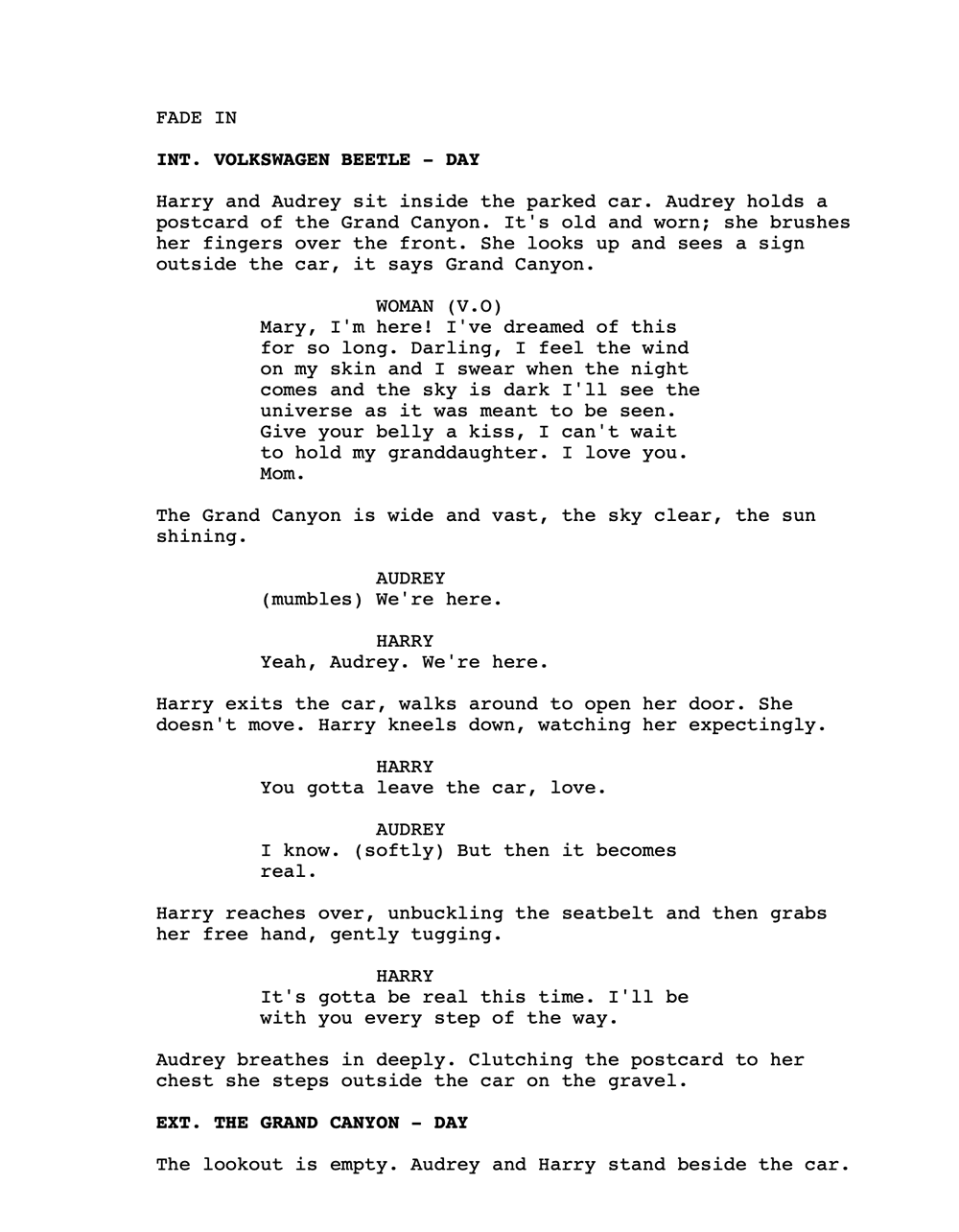 screenshot of a movie script