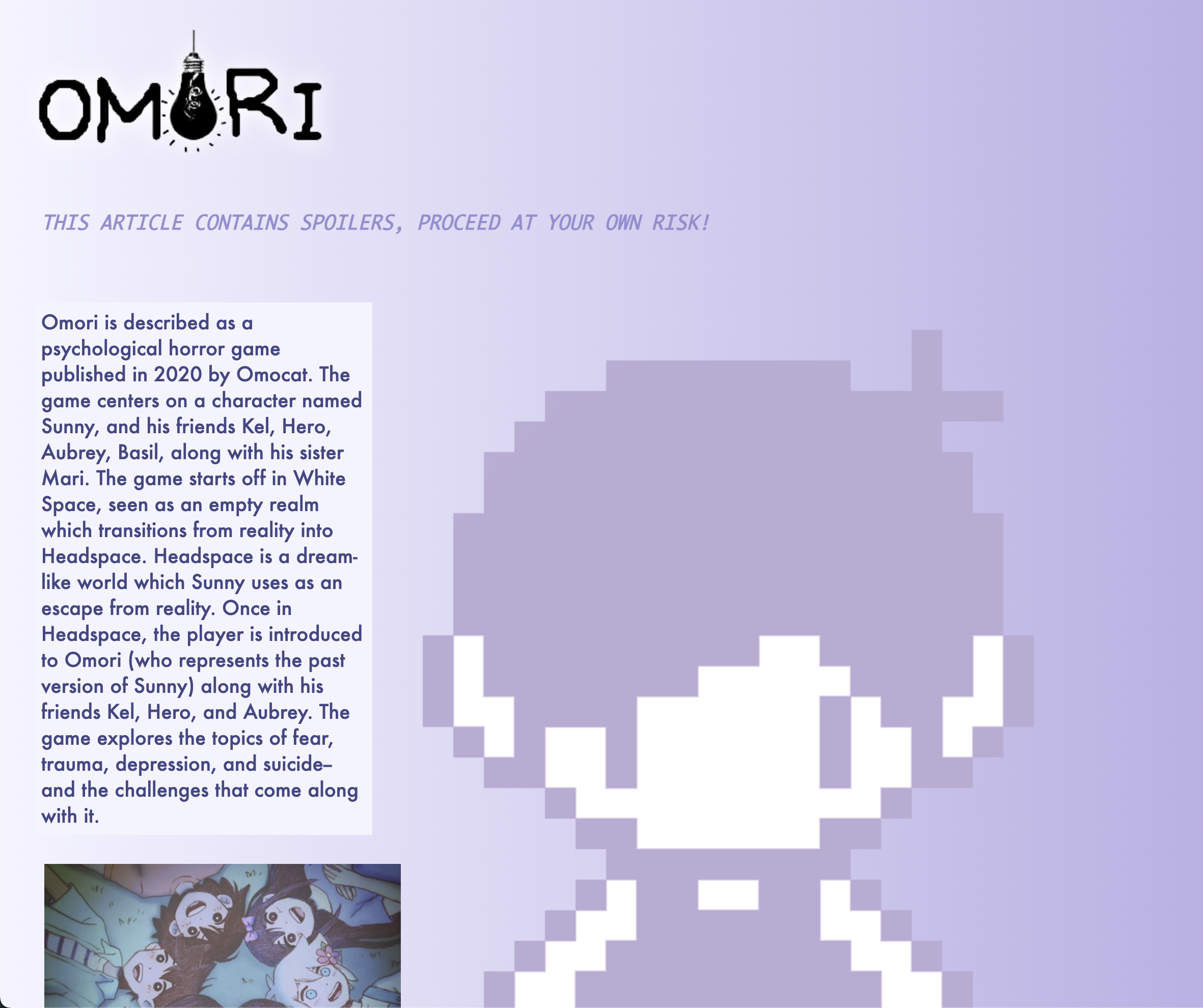 Website on the game Omori