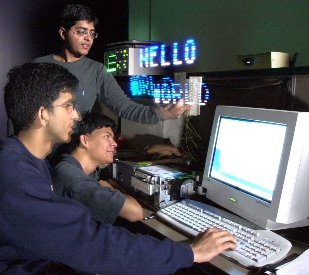 Programmers making a Hello World program.