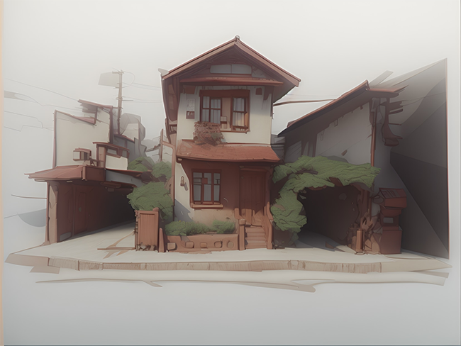 AI enhanced drawing of a house
