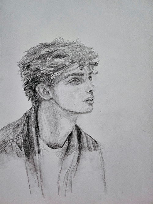 Graphite drawing of a man