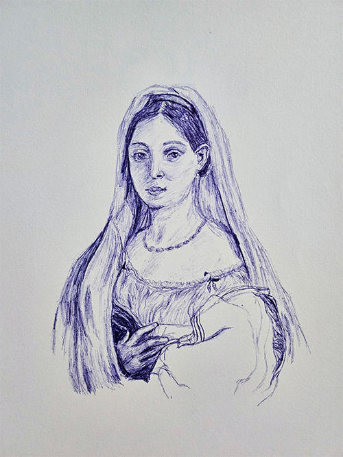 Pen drawing of woman