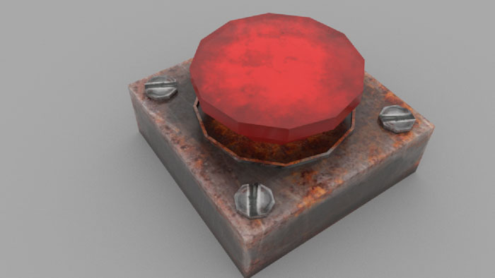 3D model of a large red console button
