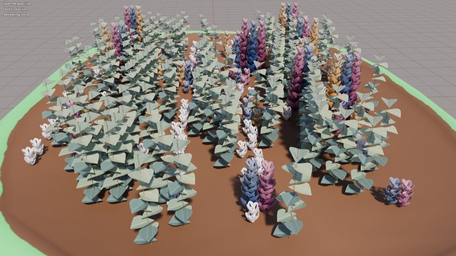 A 3D model of a flower garden