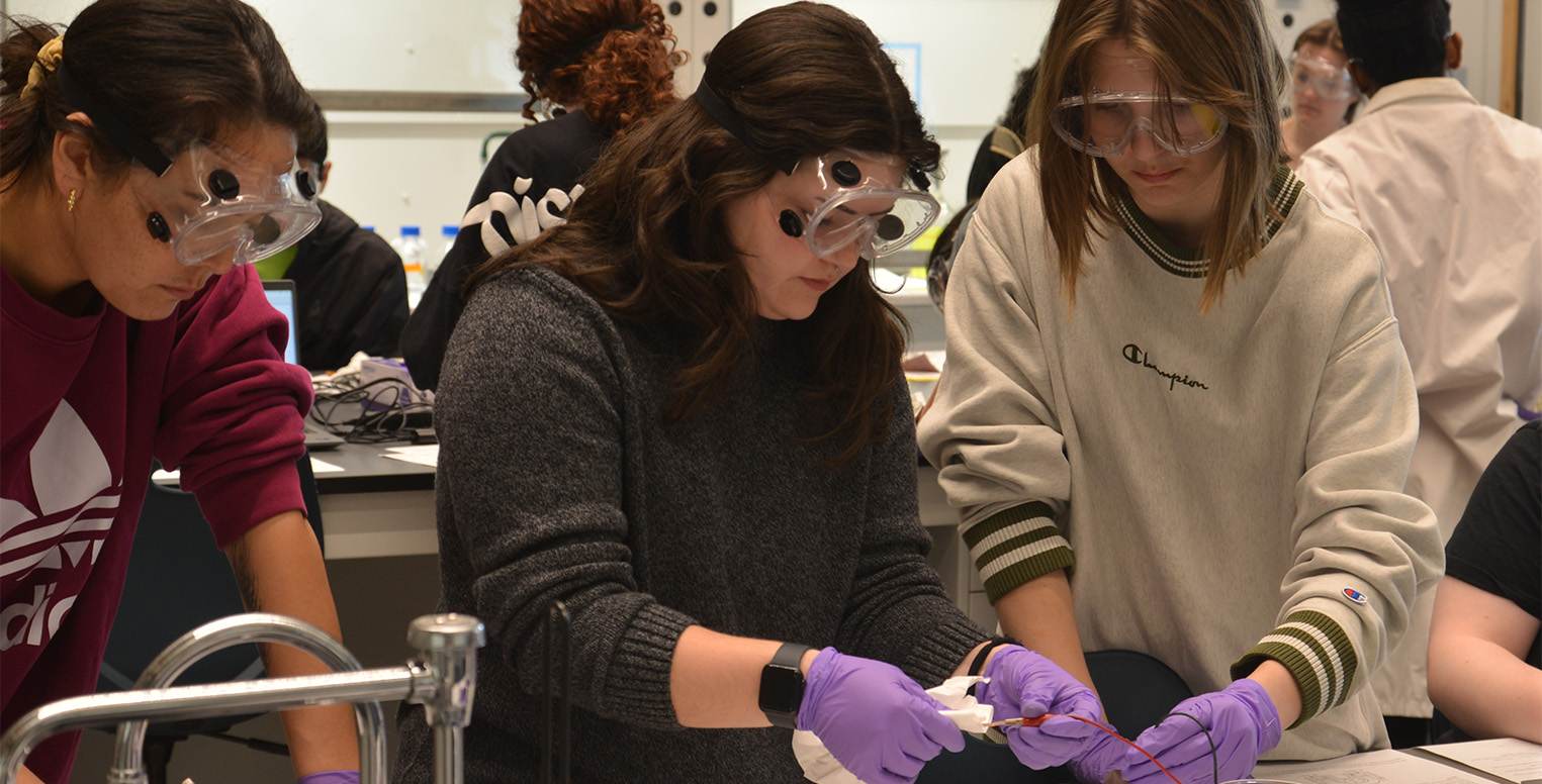 Students working in the science lab classroom