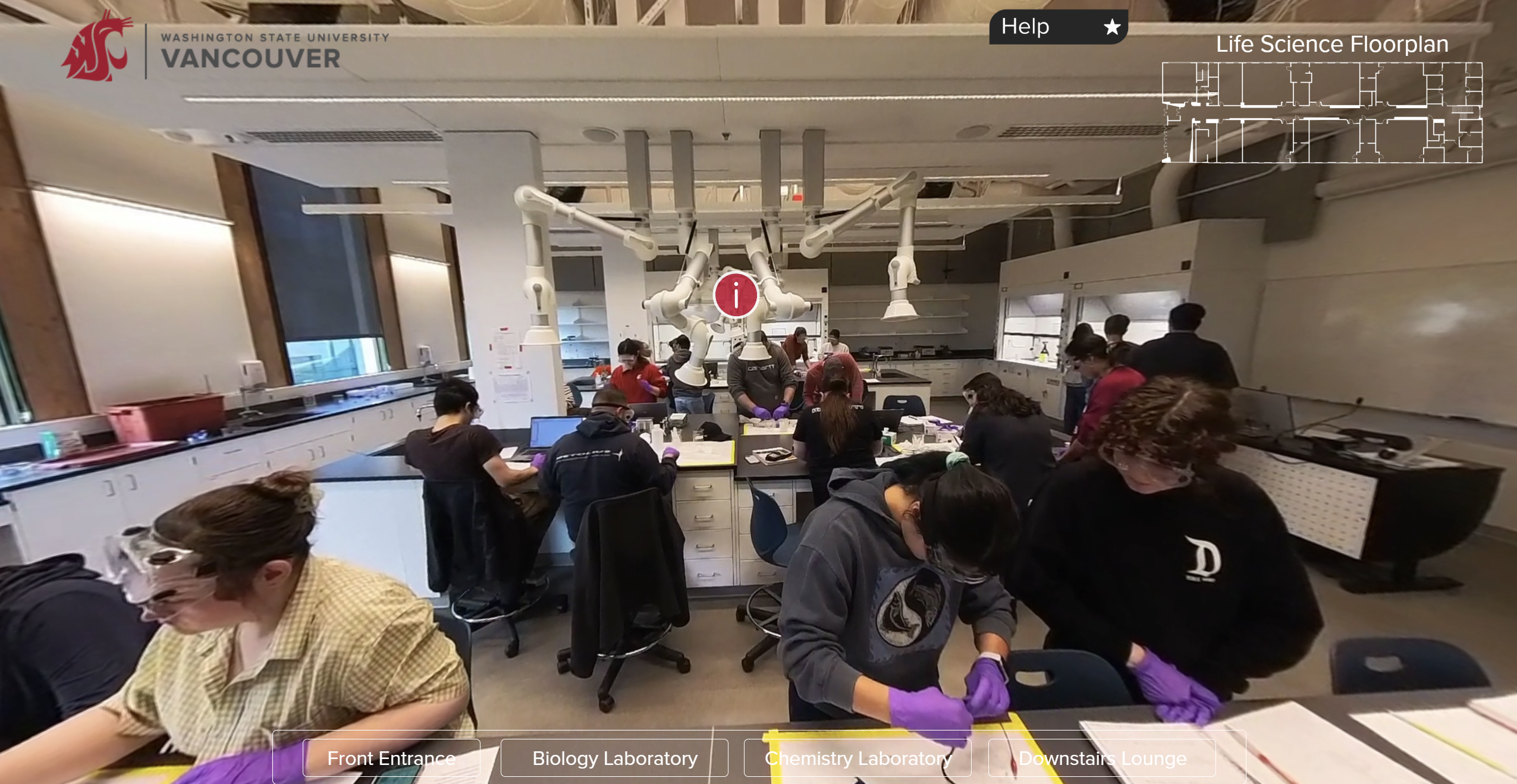 Screenshot of the interactive Life Sciences building tour