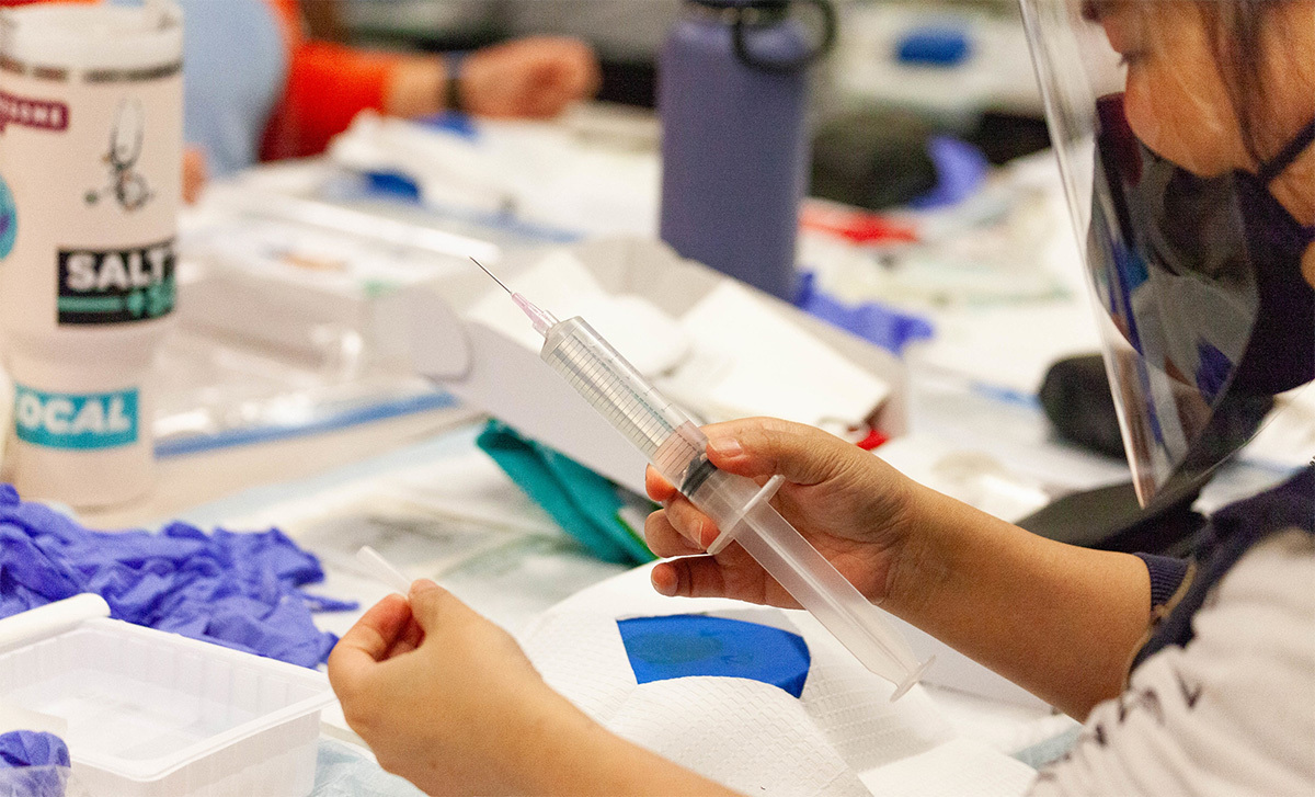 images of graduate sciences students hard at work