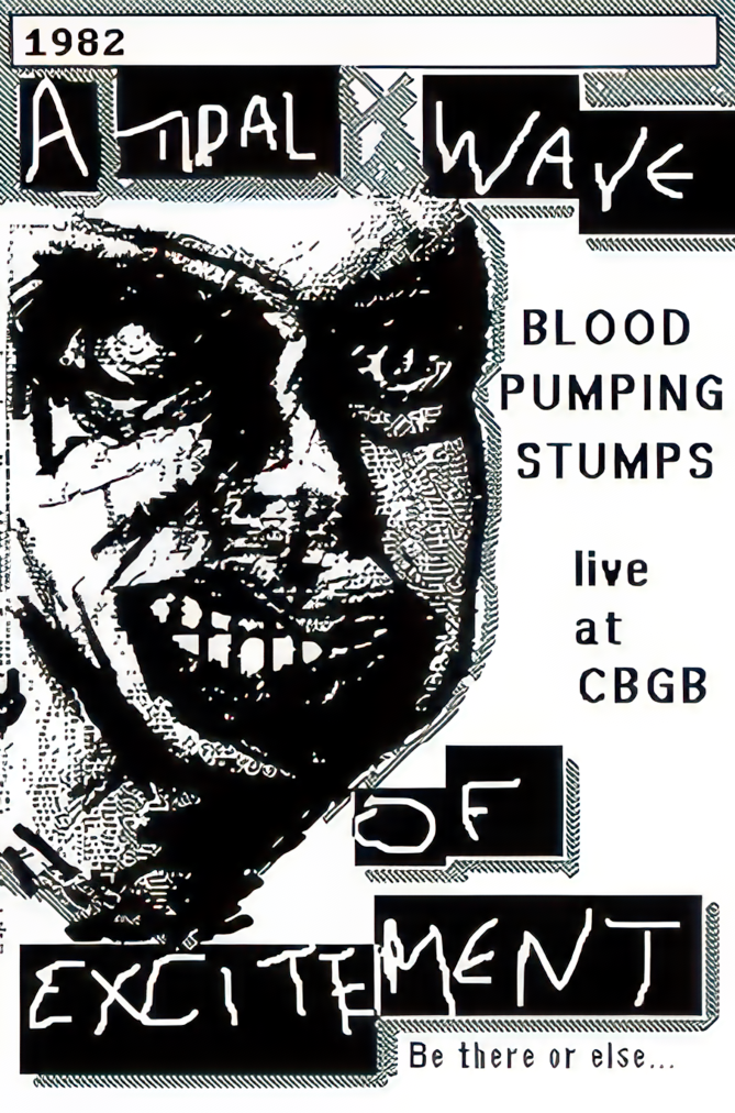 Poster. A tidal wave of excitement. Blook pumping stumps live at CBGB. 