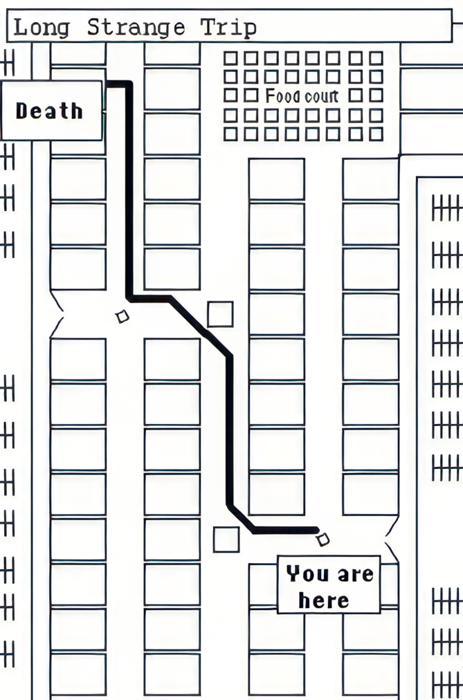 a map of the mall showing you the direction to death.