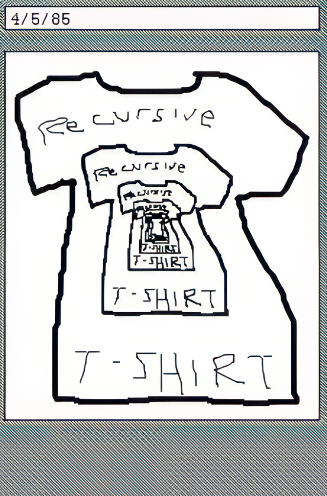 A sketch of a tee shirt with the same sketch getting smaller inside the tshirt