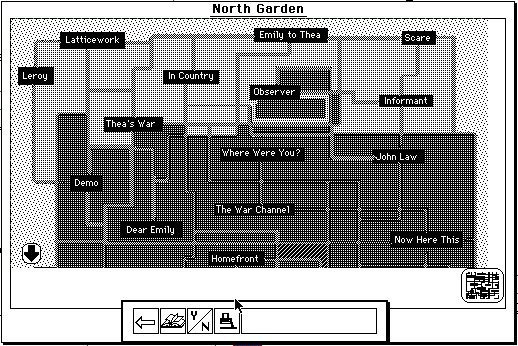 retro map showing key locations from the classic version of Victory Garden