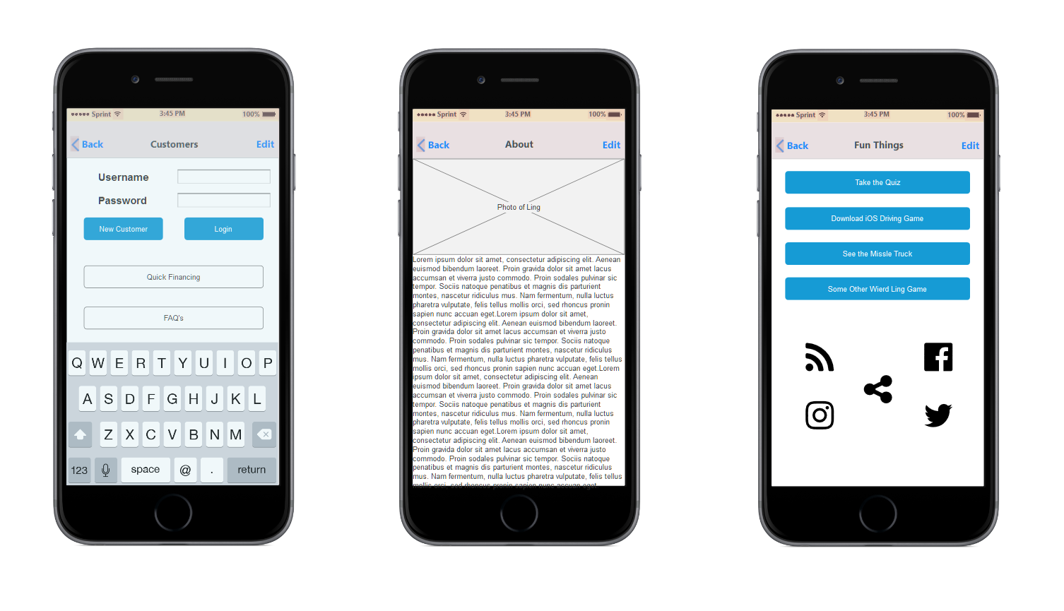 mobile wireframes