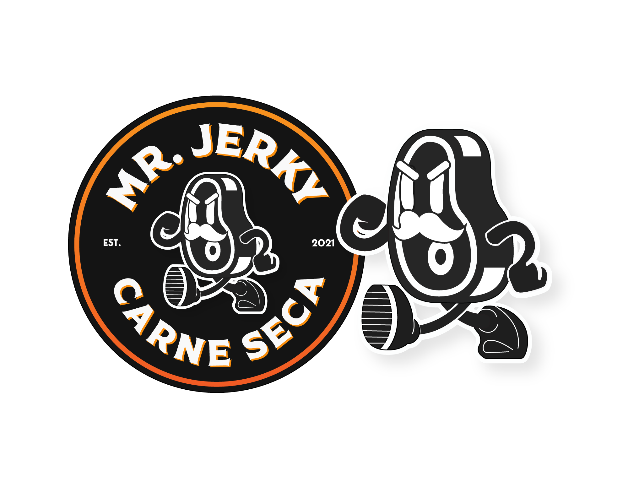 Social media logo for Mr. Jerky, beef jerky company