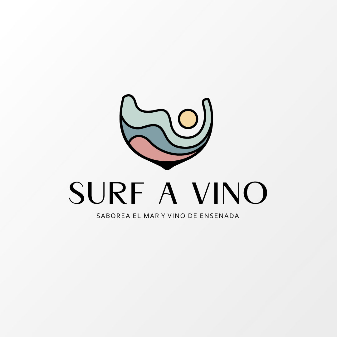 A color variation of the full Surf A Vino logo against a white background