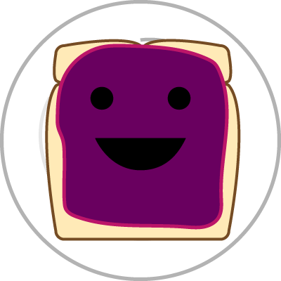 A cartoon peice of bread with jelly