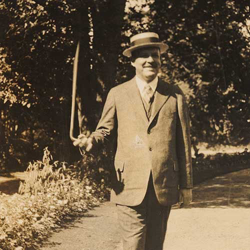photo of Wallace Stevens with walking stick