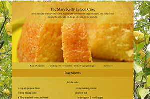 screenshot of lemon cake web page