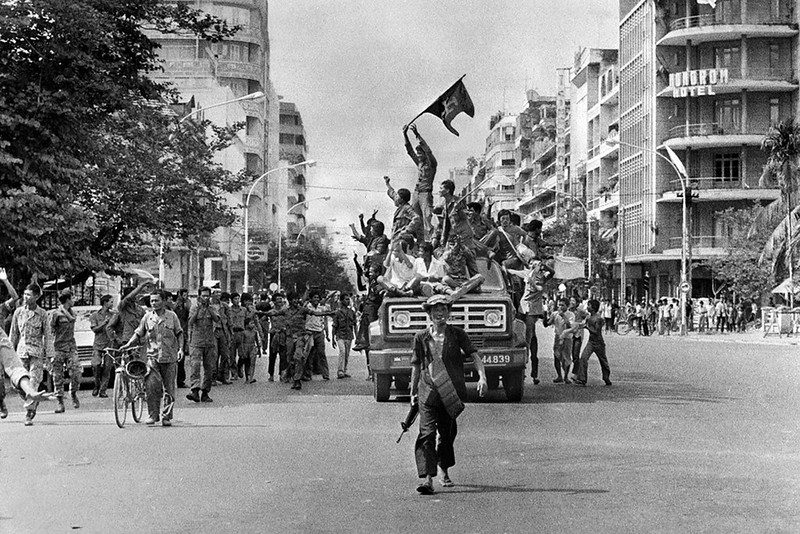 Khmer Rouge soldiers as they overtake the capital, Phnom Penh.