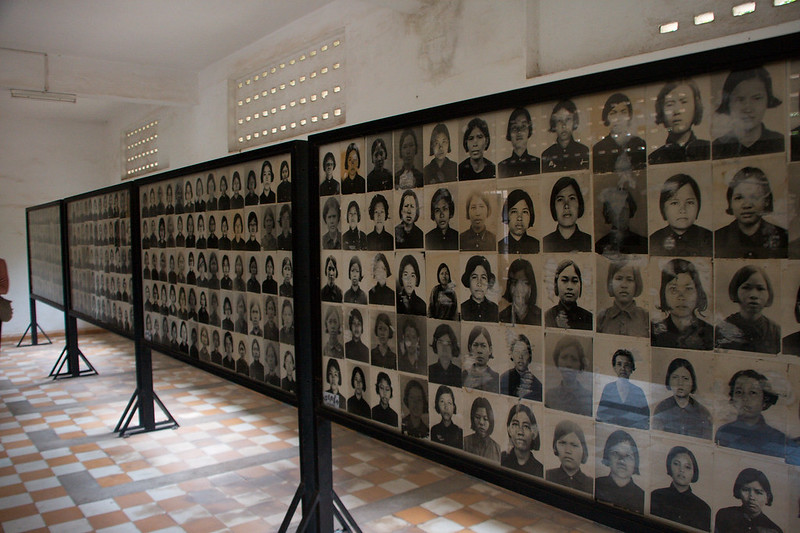mugshots of Tuol Sleng victims that are shown in the museum