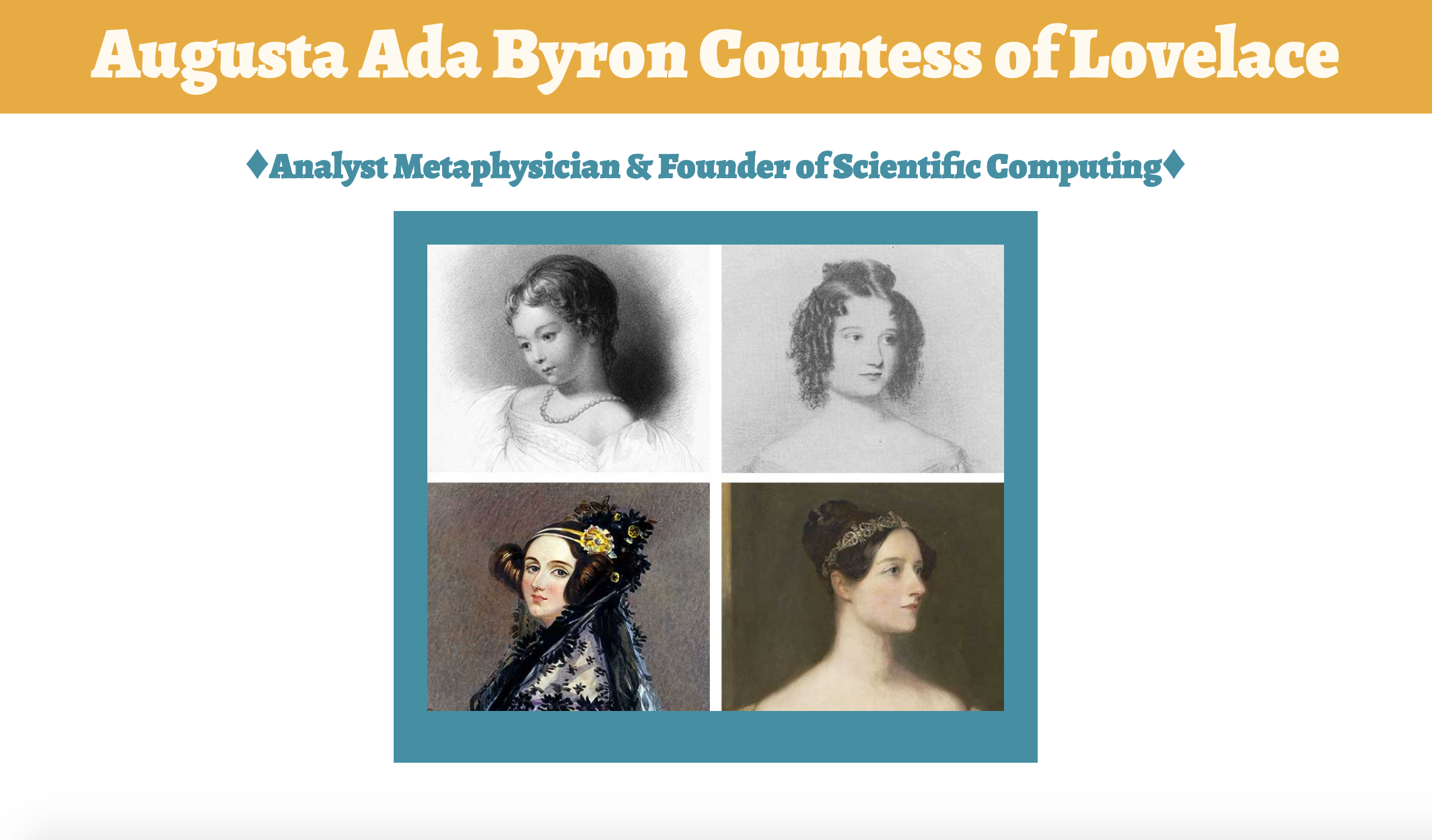 Narrative of Augusta Ada Byron Countess of Lovelace website screenshot