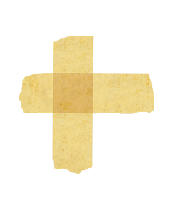 two pieces of brown tape shaped like a cross
