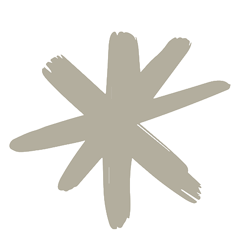 asteric sign drawn in a light brown