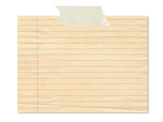 lined piece of paper held with tape