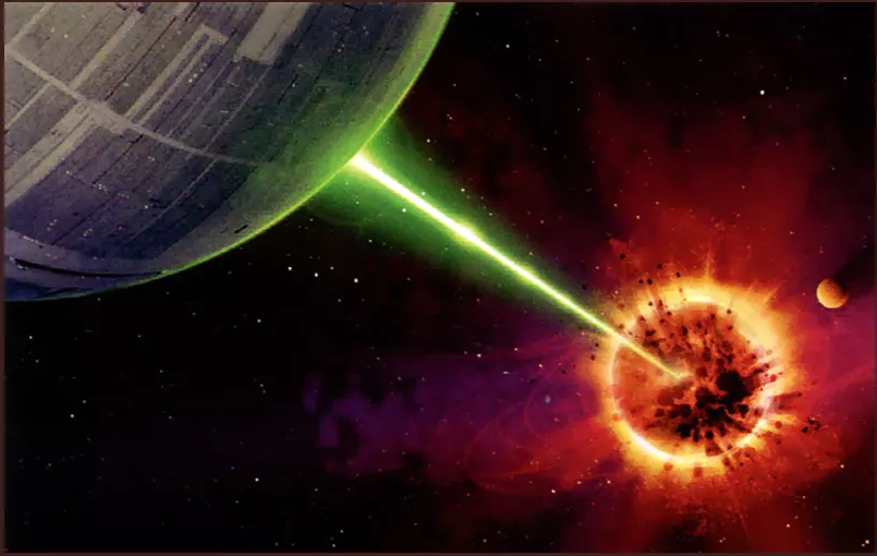 death star firing laser at alderaan