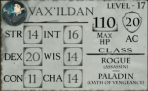 Vax's Character Stats