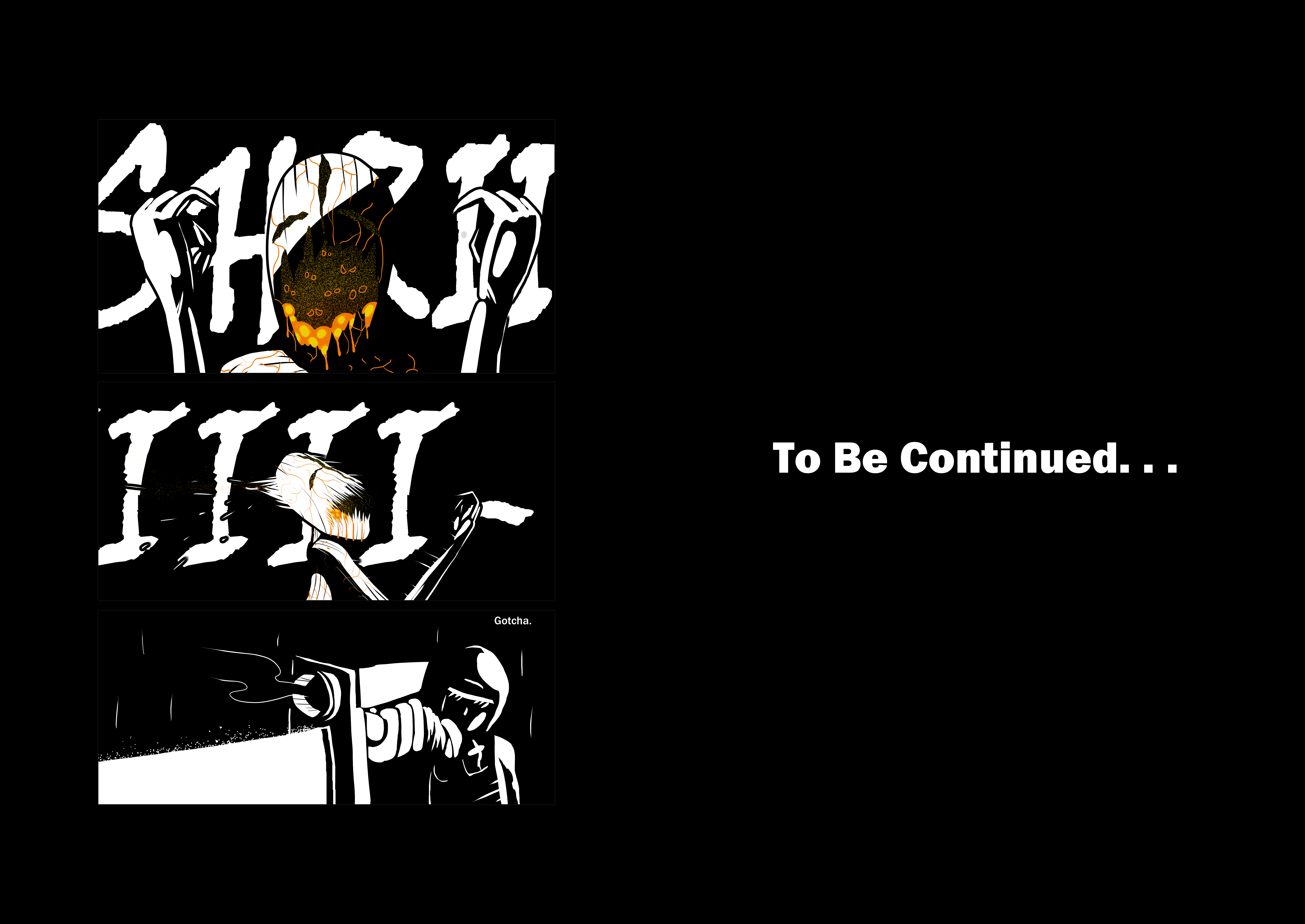 Comic Soldier Shoots Puppet Monster